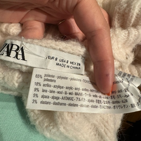 Purl knit Crop Wool Alpaca Mock Oversized pullover cable winter chunky cream - Picture 6 of 7